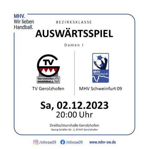 Vorbericht Damen I – TV Gerolzhofen vs. MHV Schweinfurt 09 am 02.12.2023
